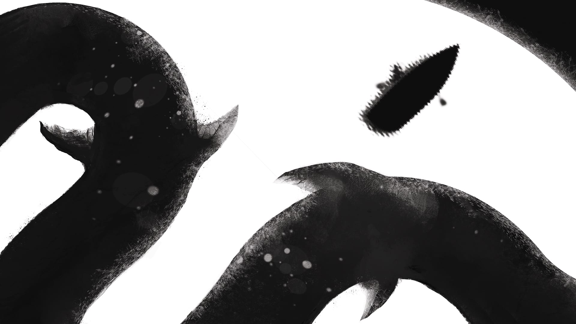 Full Album Artwork Design showing winding Sea Monster below a boat in water